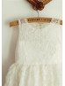 Ivory Lace Rosette Knee Length Flower Girl Dress